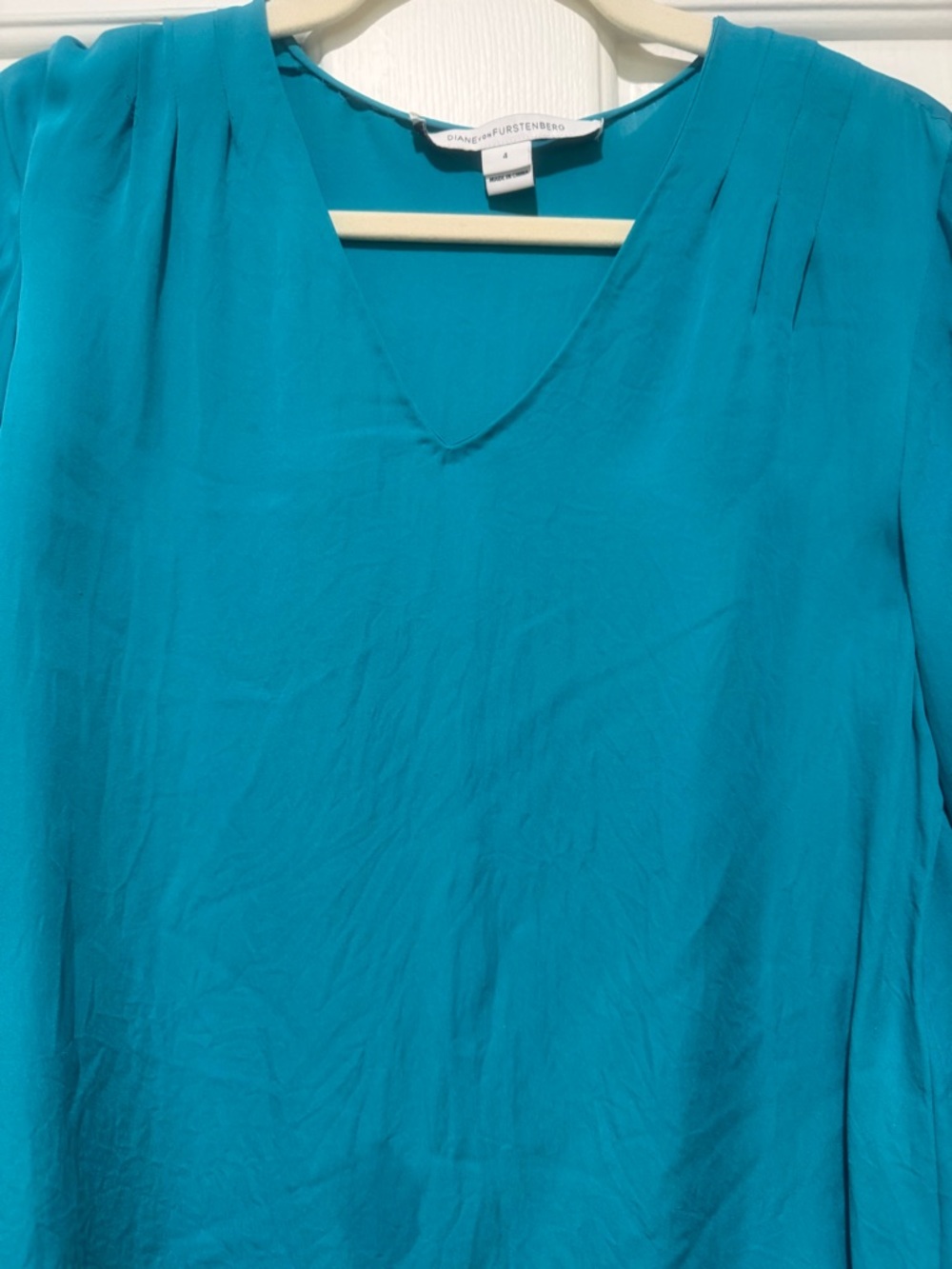 Diane von Furstenberg Teal silk V-Neck Blouse | 4